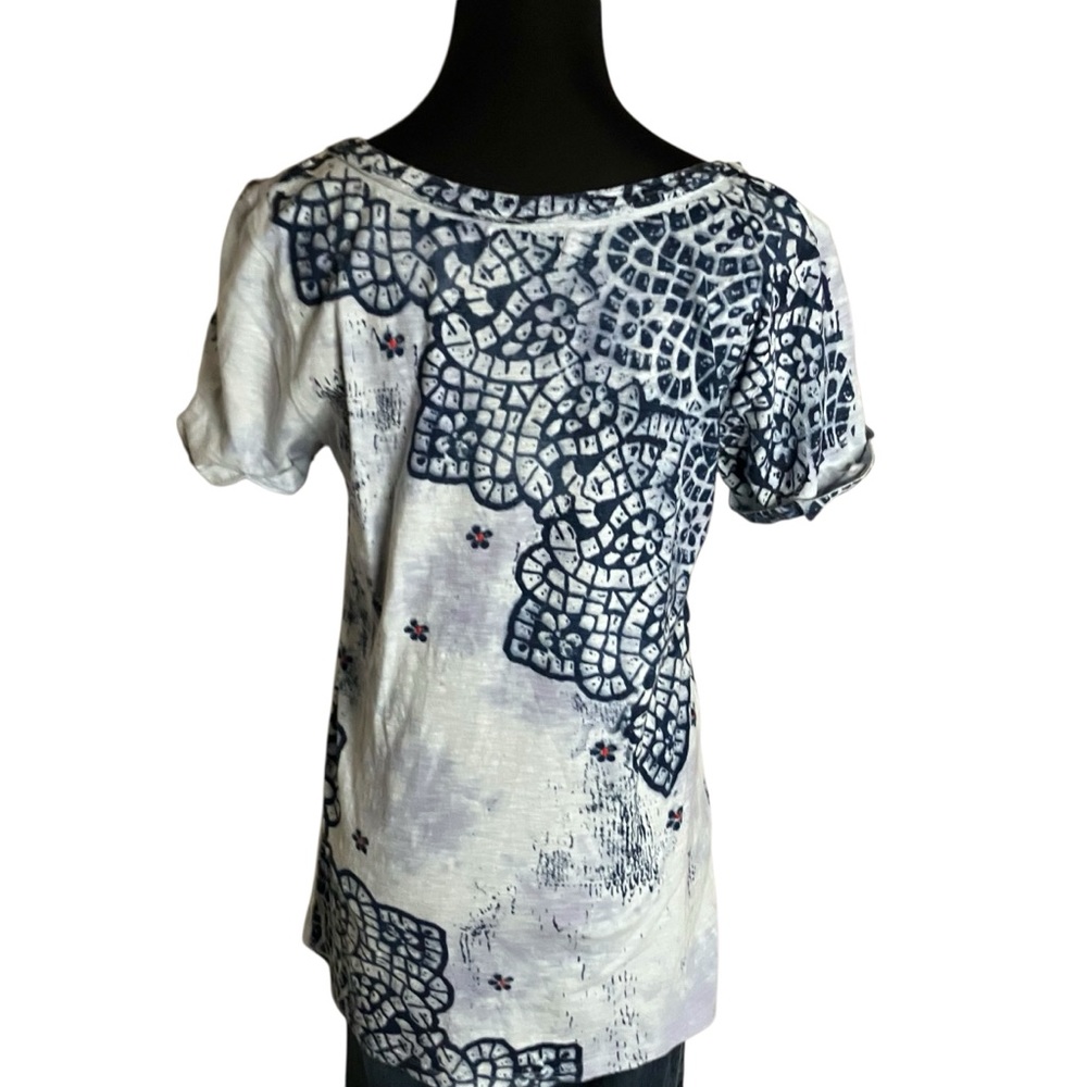 Lucky Brand Tee Womens Patterned Embroidery Floral Size Large - Picture 2 of 9